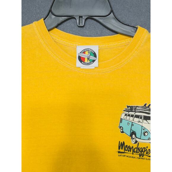 Moondoggies Beach Club long sleeve yellow tee sz M beach surfcore skater VW - Picture 4 of 11